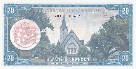 20 Franken Liechtenstein 2020