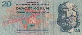 20 Kčs 1970 nepefor.séria M08 (stav 3)
