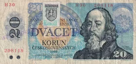 20 Kčs 1988 kolkovaná séria H30 stav 3/4