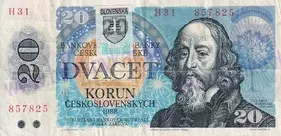 20 Kčs 1988 kolkovaná séria H31 (stav 3+)