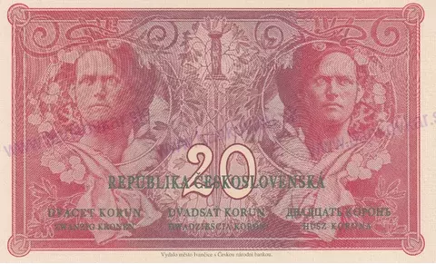 20 korun Československých 1919 reprint Ivančice