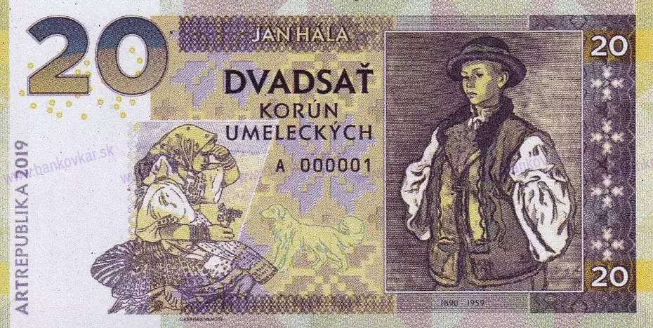 20 Korún umeleckých žltá varianta 2019 MAGNETKA