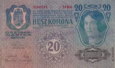 20 Kronen 1913 s pretlačou stav 1