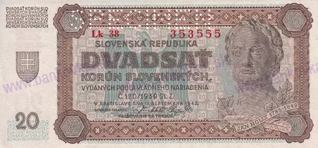 20 Ks 1942 perfor.séria Lk stav N/UNC