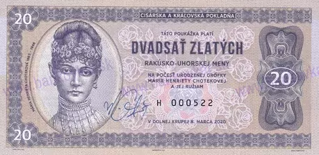 20 Zlatých 2020 M.H.Choteková UNC