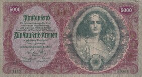 5000 Kronen 1922 neperforovaná (stav 1/2)