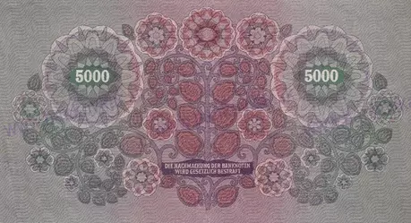 5000 Kronen 1922 neperforovaná stav 1/2