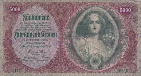 5000 Kronen 1922 neperforovaná stav 1/2