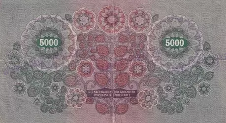 5000 Kronen 1922 neperforovaná stav 2-