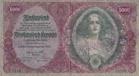 5000 Kronen 1922 neperforovaná (stav 2-)
