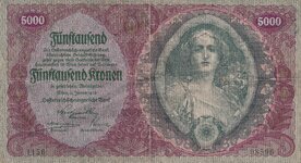5000 Kronen 1922 neperforovaná (stav 2-)