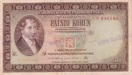 500 Kčs 1946 neperforovaná séria U stav 2