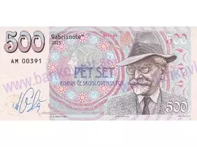 500 korun československých (2025) A.Mucha, podpis M.Gábriš