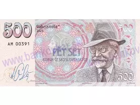 500 korun československých (2025) A.Mucha, podpis M.Gábriš
