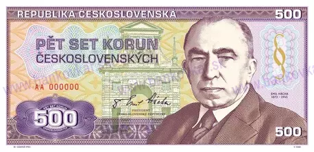 500 korun Emil Hácha2020