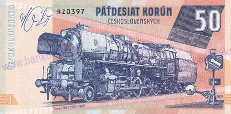 50 Korún Parný rušeň Škoda 556.0 2022 podpis M.Gábriš