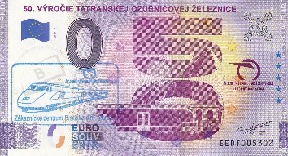 50.výročie Tatranskej Ozubnicovej Železnice EEDF 2021-1 pečiatka Bratislava1