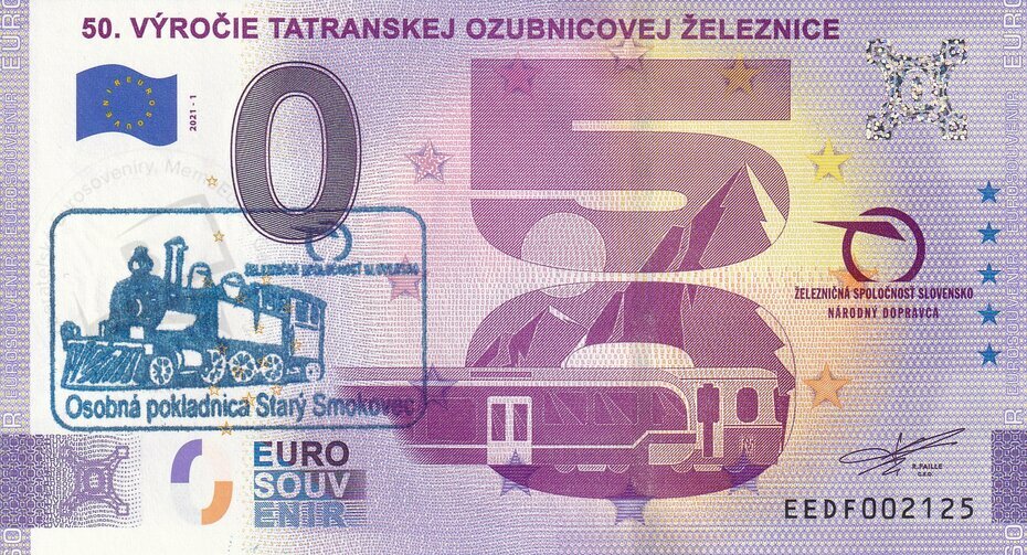50.výročie Tatranskej Ozubnicovej Železnice EEDF 2021-1 pečiatka Starý Smokovec2