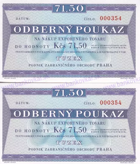 71,50 Kčs Tuzex bony 2023