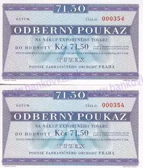 71,50 Kčs Tuzex bony (2023) sada