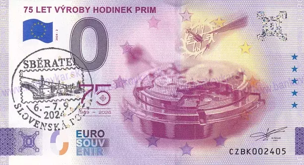 75 let výroby hodinek PRIM CZBK 2024-1 pečiatka Sběratel 6.-7.9.2024