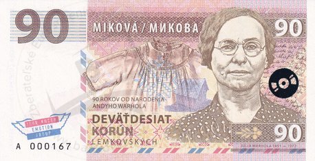 90 korún Lemkovských 2018 Miková UNC