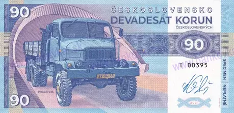 90 Korun Praga V3S 2021 podpis M.Gábriš