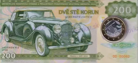 Blister 100 korun LAGONDA V12 1938 so žetónom