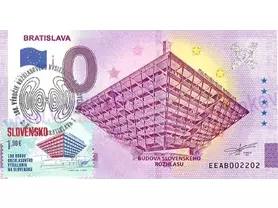 Bratislava - budova Slovenského rozhlasu (EEAB 2023-9) pečiatka a známka 100 r. rozhlas. vysielania v SR