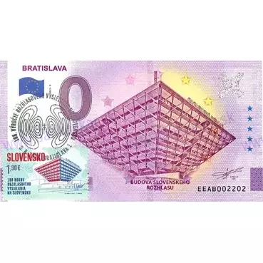 Bratislava - budova Slovenského rozhlasu (EEAB 2023-9) pečiatka a známka 100 r. rozhlas. vysielania v SR