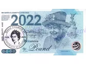 Britania 1926÷2022 Pound A0 (UKER 44A0) Queen Elizabeth II.-pečiatka čierna