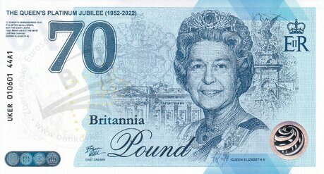 Britania 70 Pound UKER 44A1 Queen Elizabeth II.