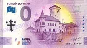BUDATÍNSKY hrad s logom Považ. múzea (EEEK 2024-4) pečiatka kríž