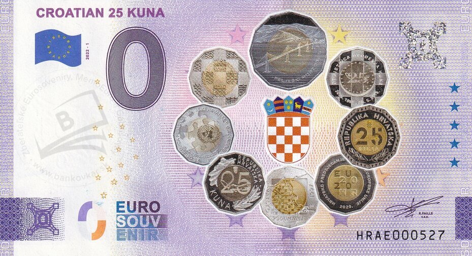 Croatian 25 Kuna HRAE 2022-1 KOLOR