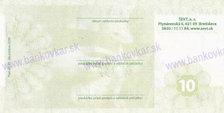 Darčeková poukážka 10€ 2009/podpis/