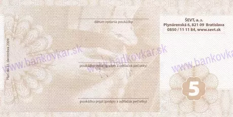 Darčeková poukážka 5€ 2009/podpis/