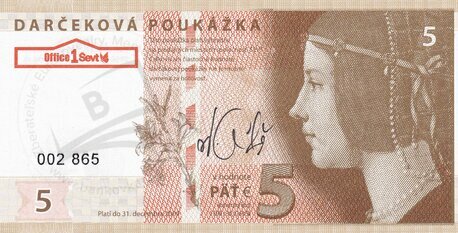 Darčeková poukážka 5€ 2009/podpis/