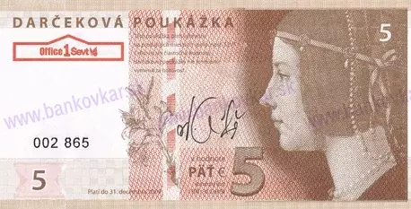 Darčeková poukážka 5€ 2009/podpis/