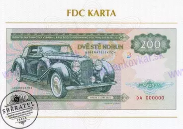 FDC karta LAGONDA V12 1938 - Sběratel Praha 09/2026