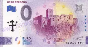 Hrad STREČNO s logom Považ. múzea (EEEK 2024-3) pečiatka kríž