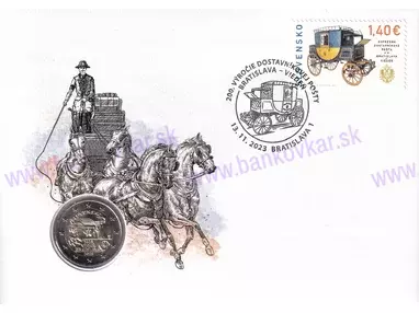 Numizmatická obálka: 200.výročie Expresnej dostavníkovej pošty Bratislava-Viedeň