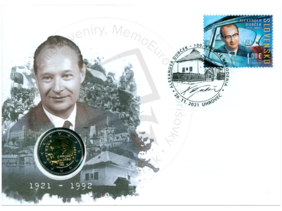Numizmatická obálka: Alexander Dubček (1921-1992) 100. výročie narodenia