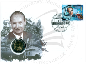Numizmatická obálka: Alexander Dubček (1921-1992) 100. výročie narodenia