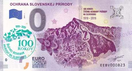 Ochrana Slovenskej prírody EEBV 2019-1 pečiatka zelená