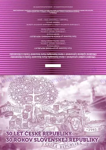 Oficiálny folder 30 LET ČESKÉ REPUBLIKY / 30 ROKOV SLOVENSKEJ REPUBLIKY