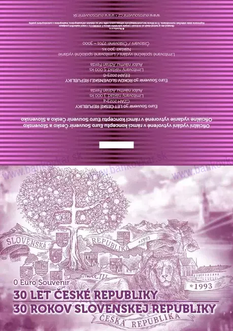 Oficiálny folder 30 LET ČESKÉ REPUBLIKY / 30 ROKOV SLOVENSKEJ REPUBLIKY