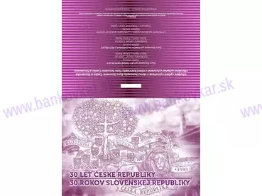 Oficiálny folder 30 LET ČESKÉ REPUBLIKY / 30 ROKOV SLOVENSKEJ REPUBLIKY