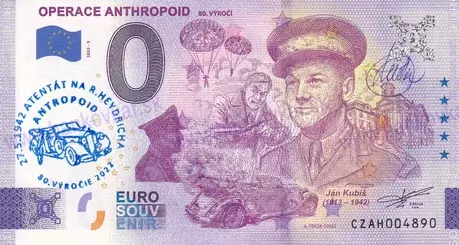 Operácia ANTHROPOID EEAM 2022-5 CZAH2022-3 známka ČSR pečiatka BZD2023