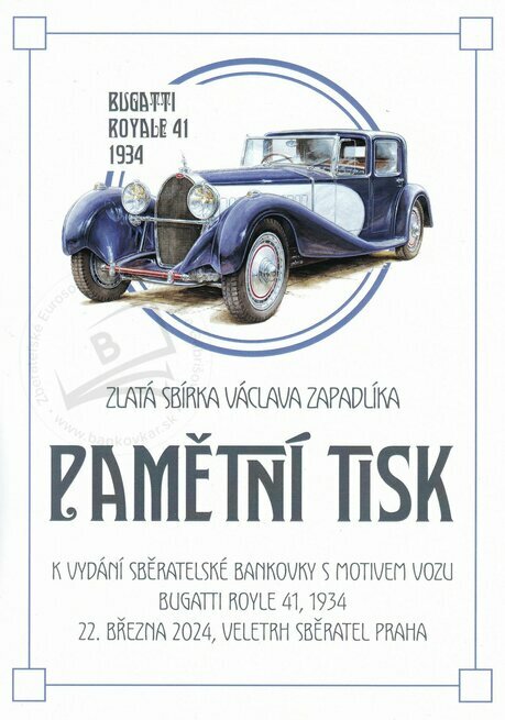 Pamätná tlač Bugatti Royale 41 Sběratel 2024 Praha