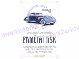 Pamätná tlač Delage D6-70 1937-1938 - Sběratel Praha 09/2025